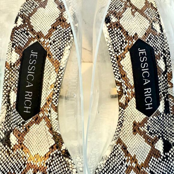 New! Jessica Rich "So Fancy" Snake Print Clear PVC Heels. Size 38 (USA 8) - Picture 5 of 6